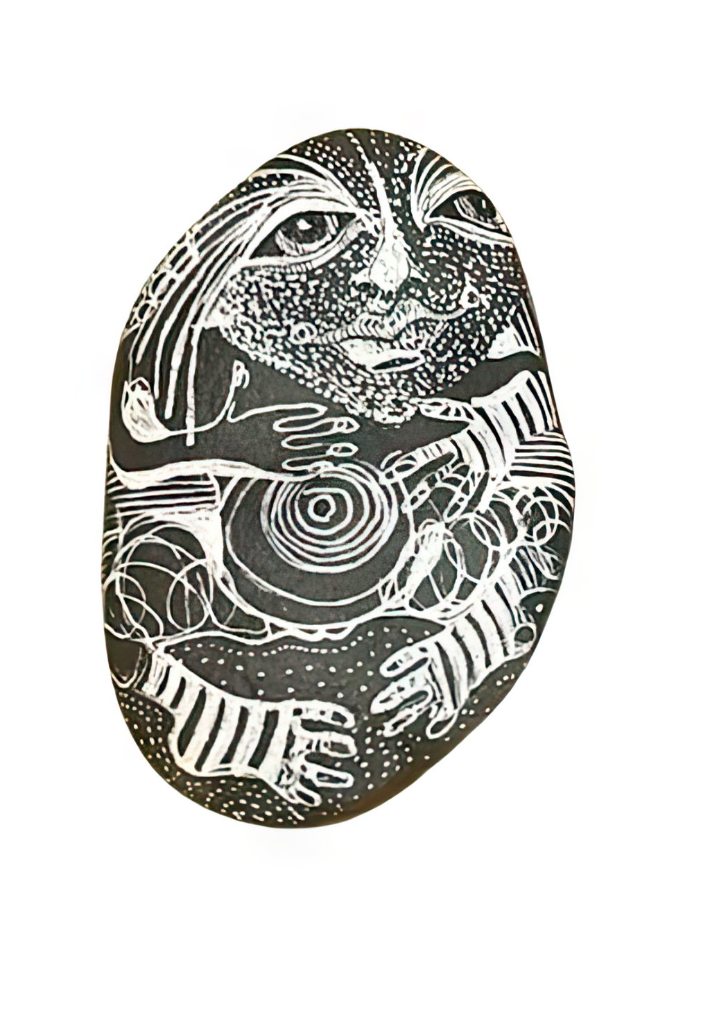 Drum Black and White Art Stone