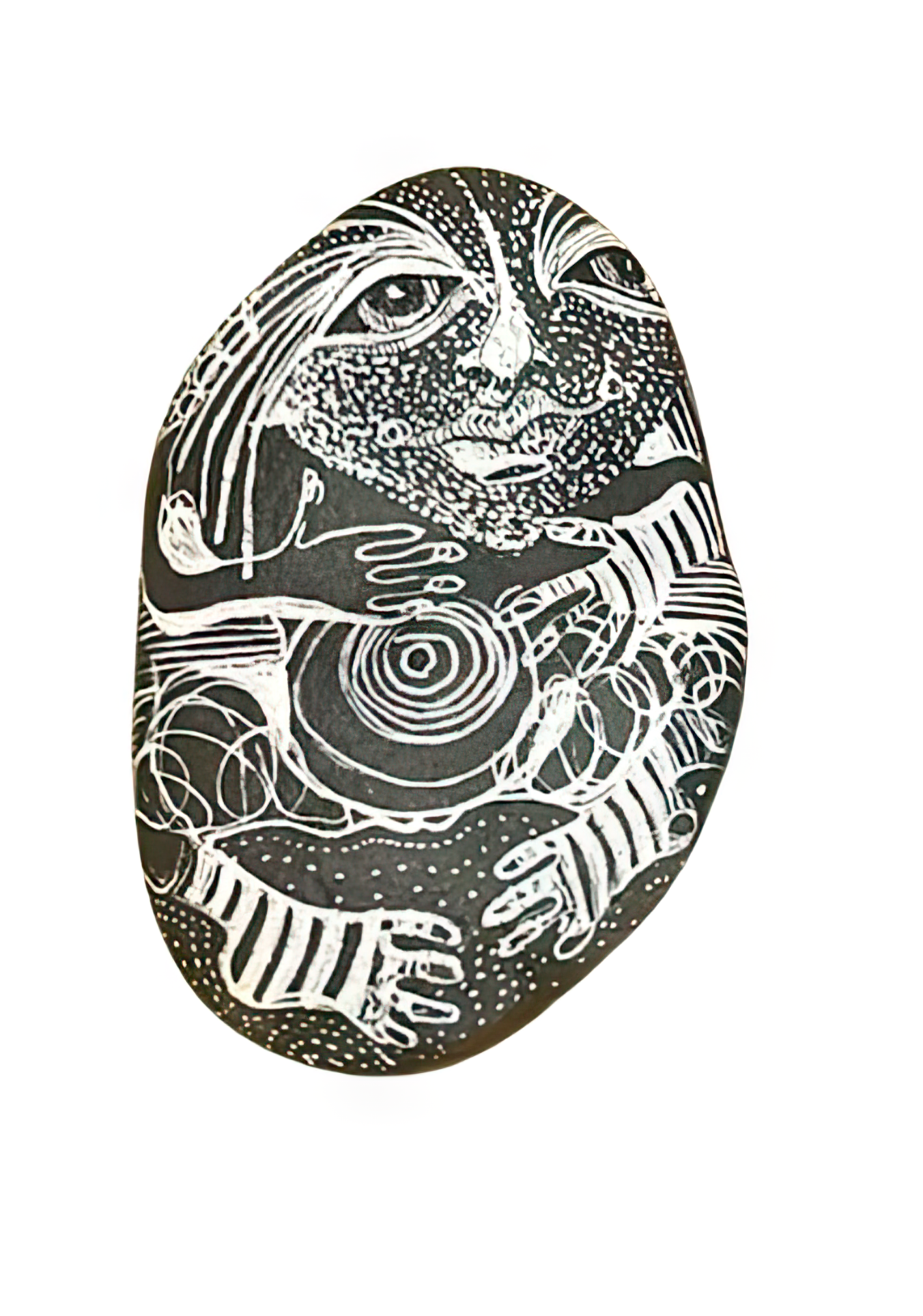 Drum Black and White Art Stone