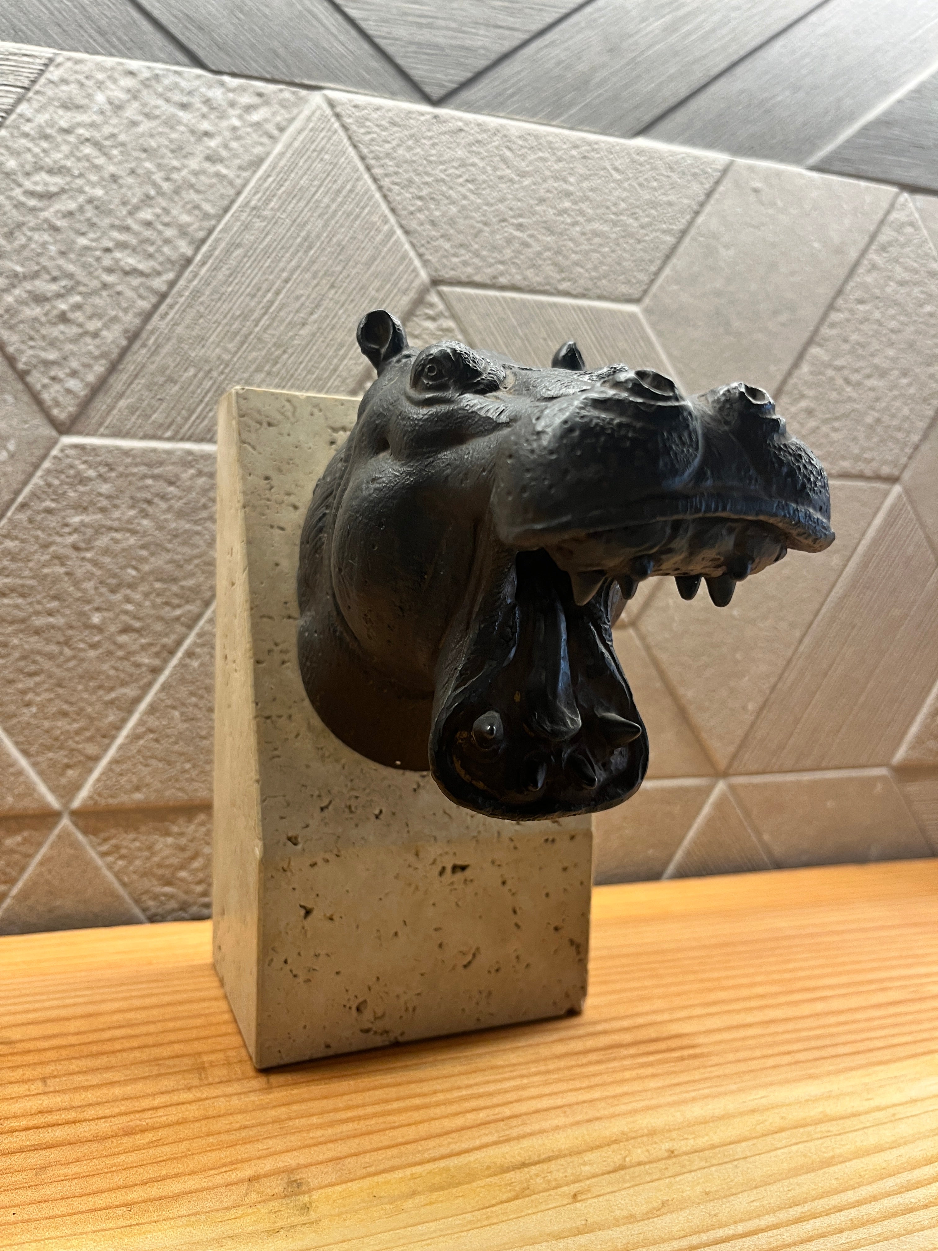 Sculpted Hippo Bookend