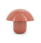 Dusty rose mushroom-shaped Toad Table Lamp with a glossy finish.