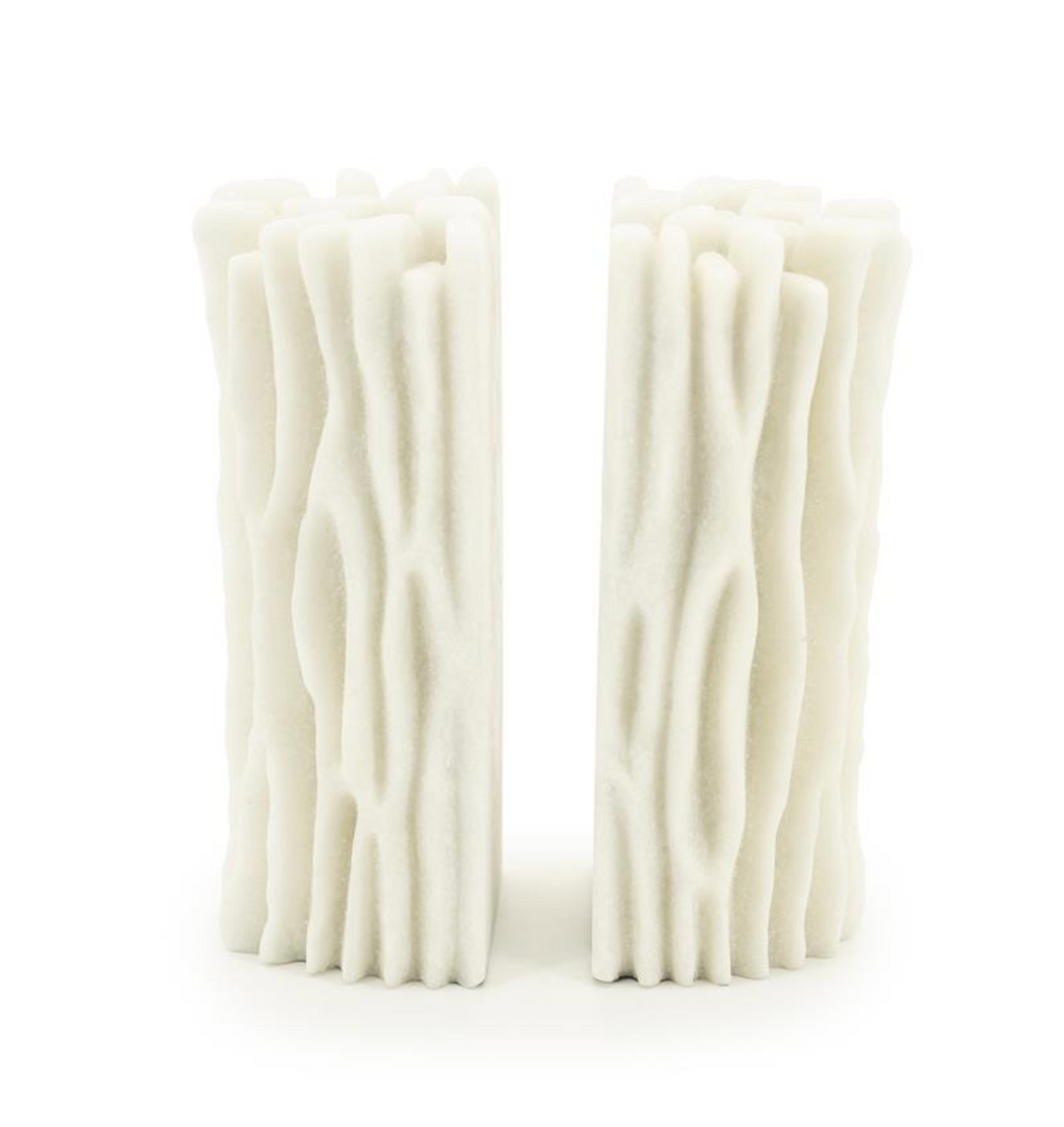 White book holder with two pieces featuring organic wavy texture, presented frontally.