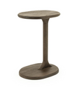 Dark wood Fenix side table with an oval top and matching base, connected by a slender central pillar, showing visible wood grain.