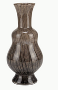 Smoky brown glass Frascati vase with dark, irregular vertical stripes and a glossy finish.