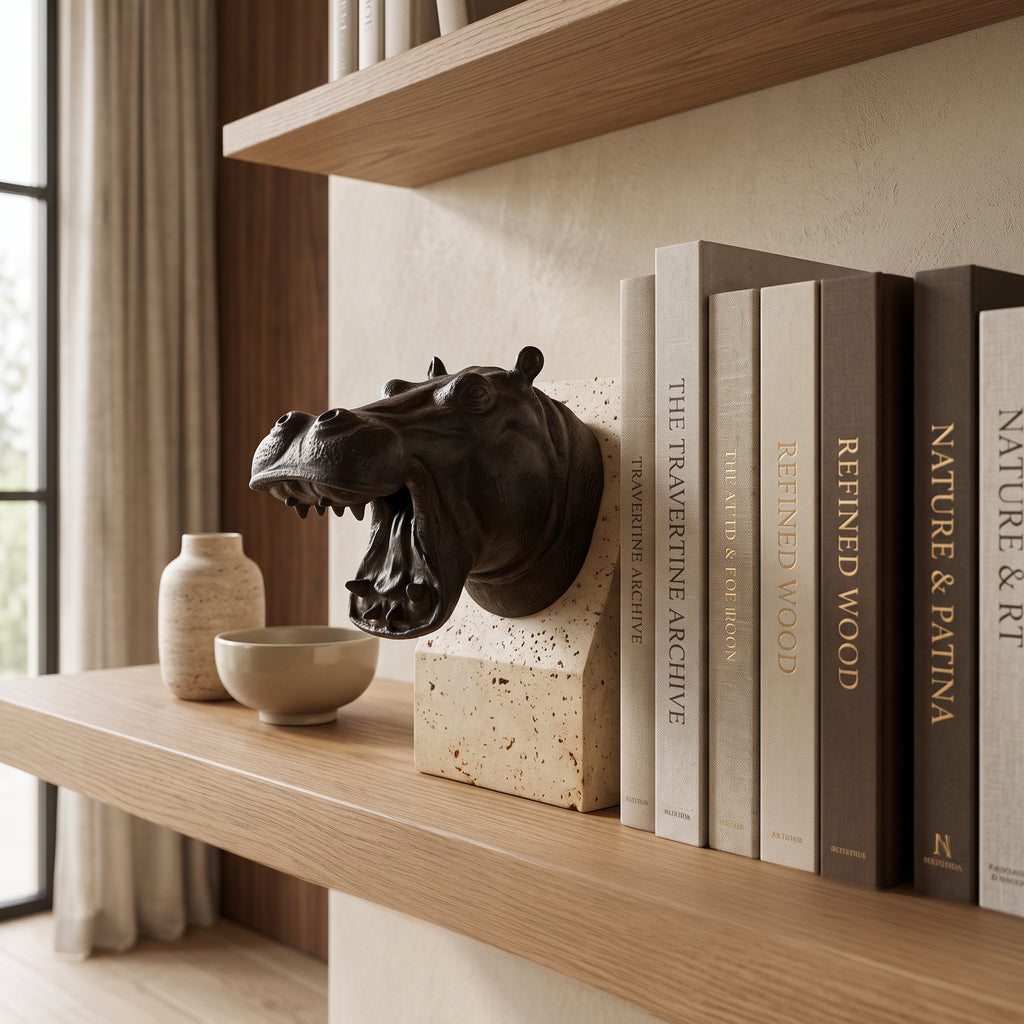 Sculpted Hippo Bookend