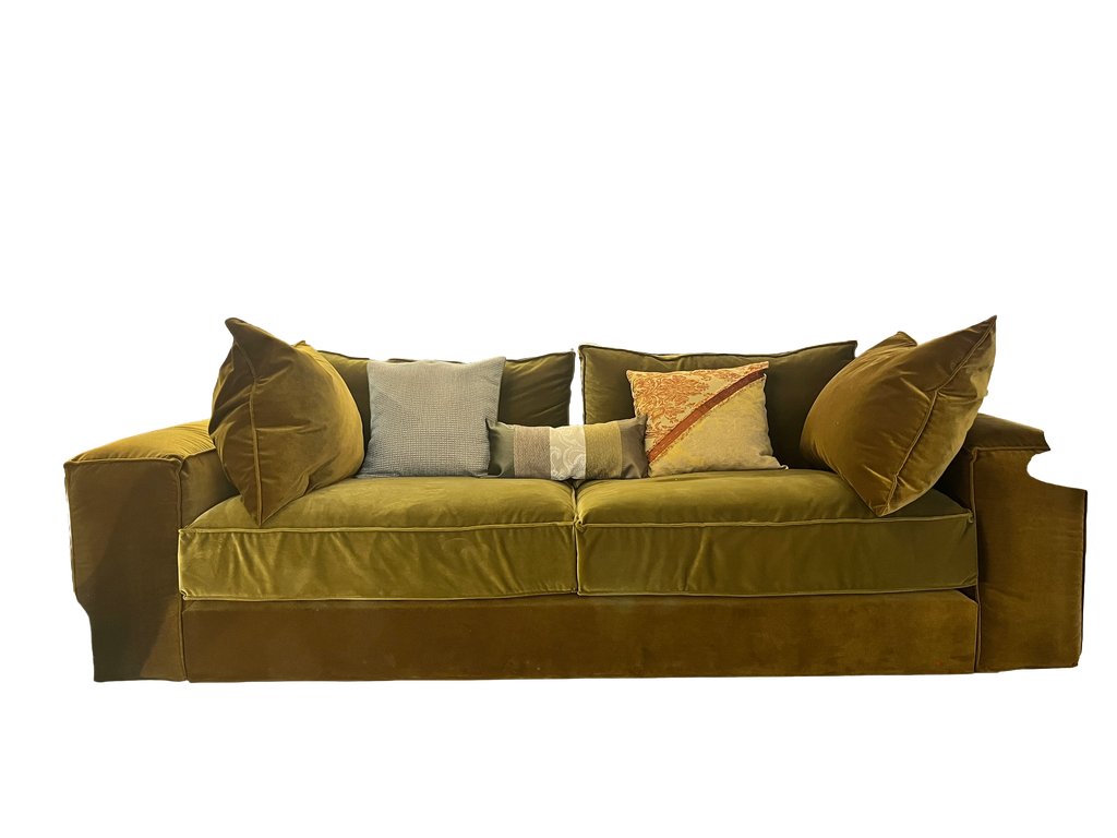 OLIVE GREEN VELVET SOFA